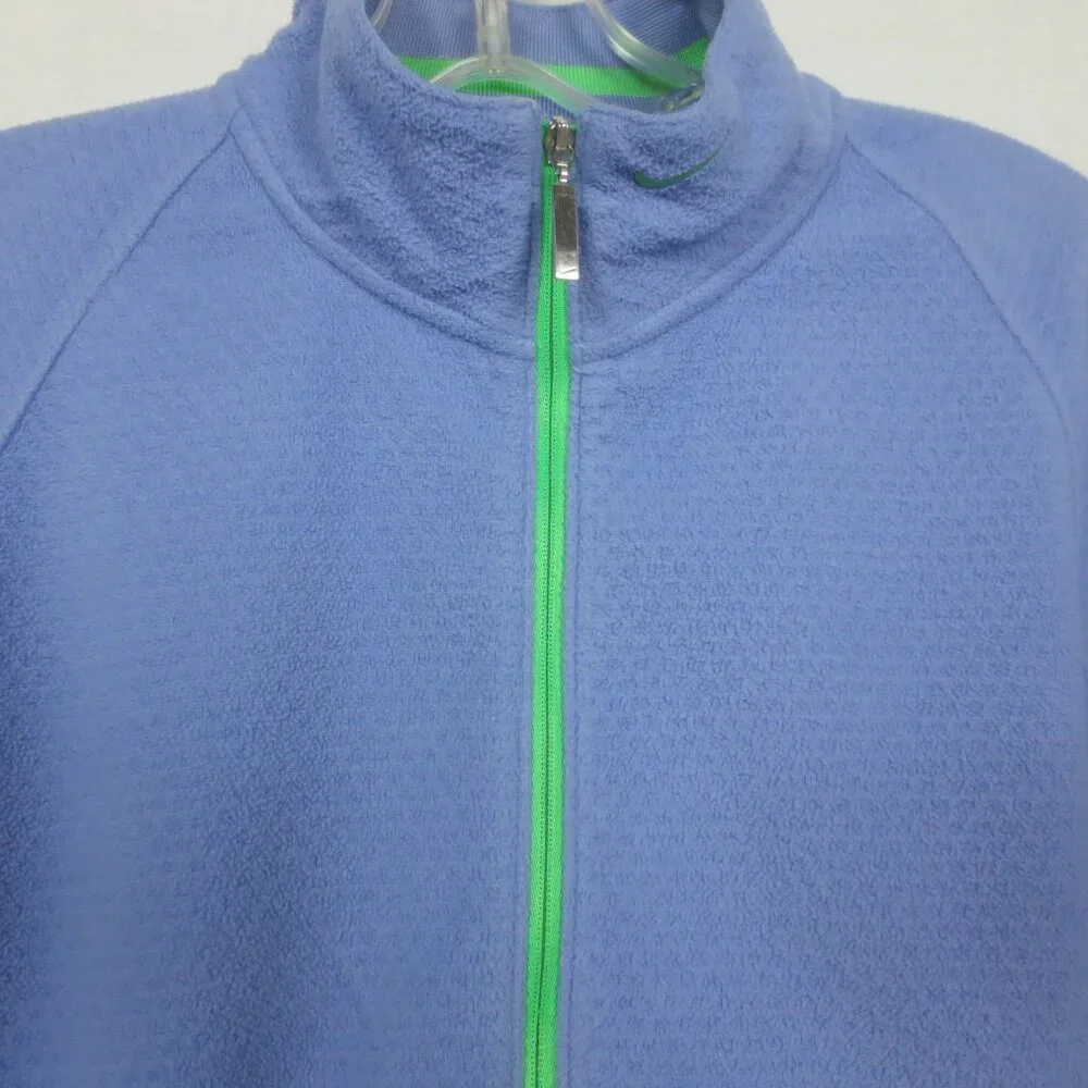 Nike Golf Jacket Blue Plush Soft Fit Therma Fleece Zip Up Ladies Athletic Size M